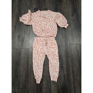 Jessica Simpson Toddler Girls Pink Leopard Print Sweatshirt and Joggers Set 3T